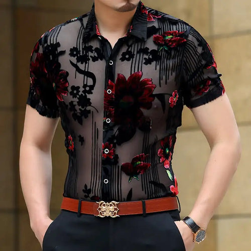 Transparent Short Sleeve Men's