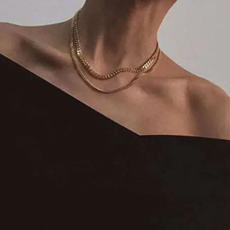 18k Chunky Chain Necklace for Women - Short Style