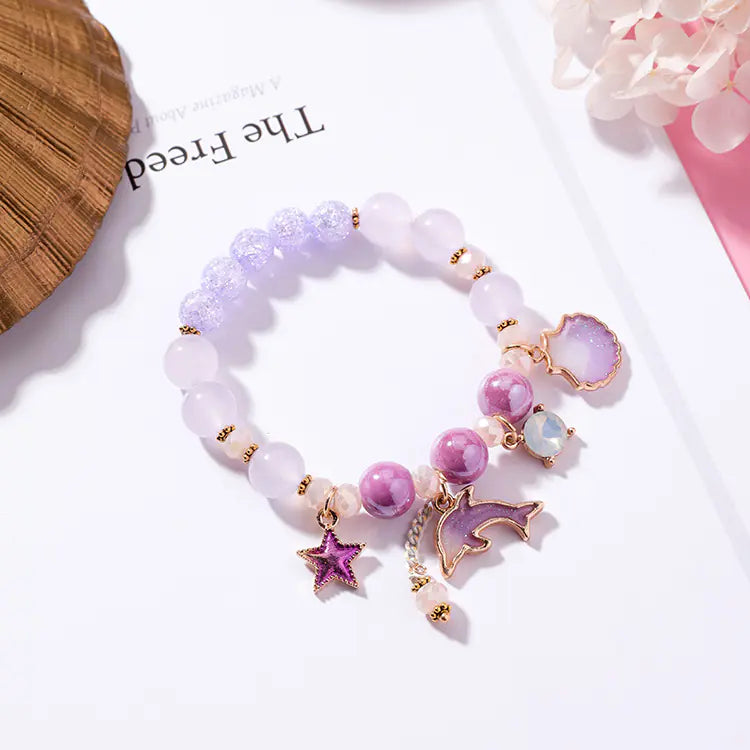 Dolphin Shell Bracelet and Bead Bracelet Set