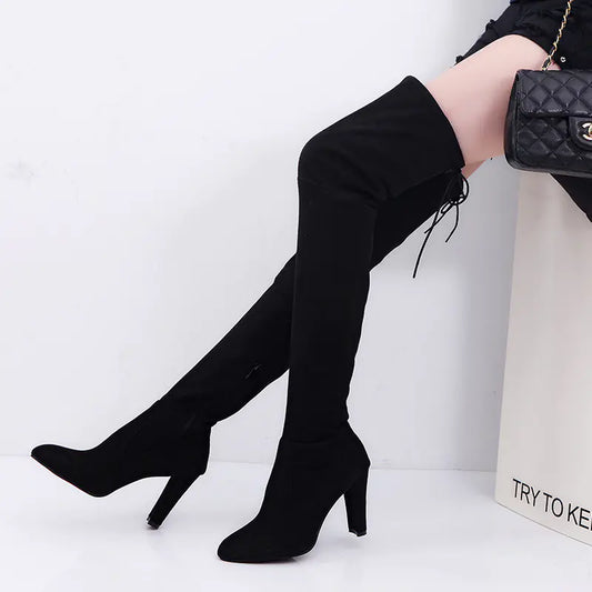 Knee-High Stiletto Suede Boots